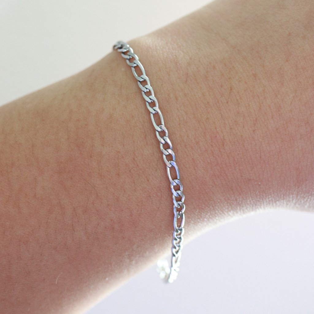 3mm Figaro Chain Bracelet/Anklet Silver Stainless Steel